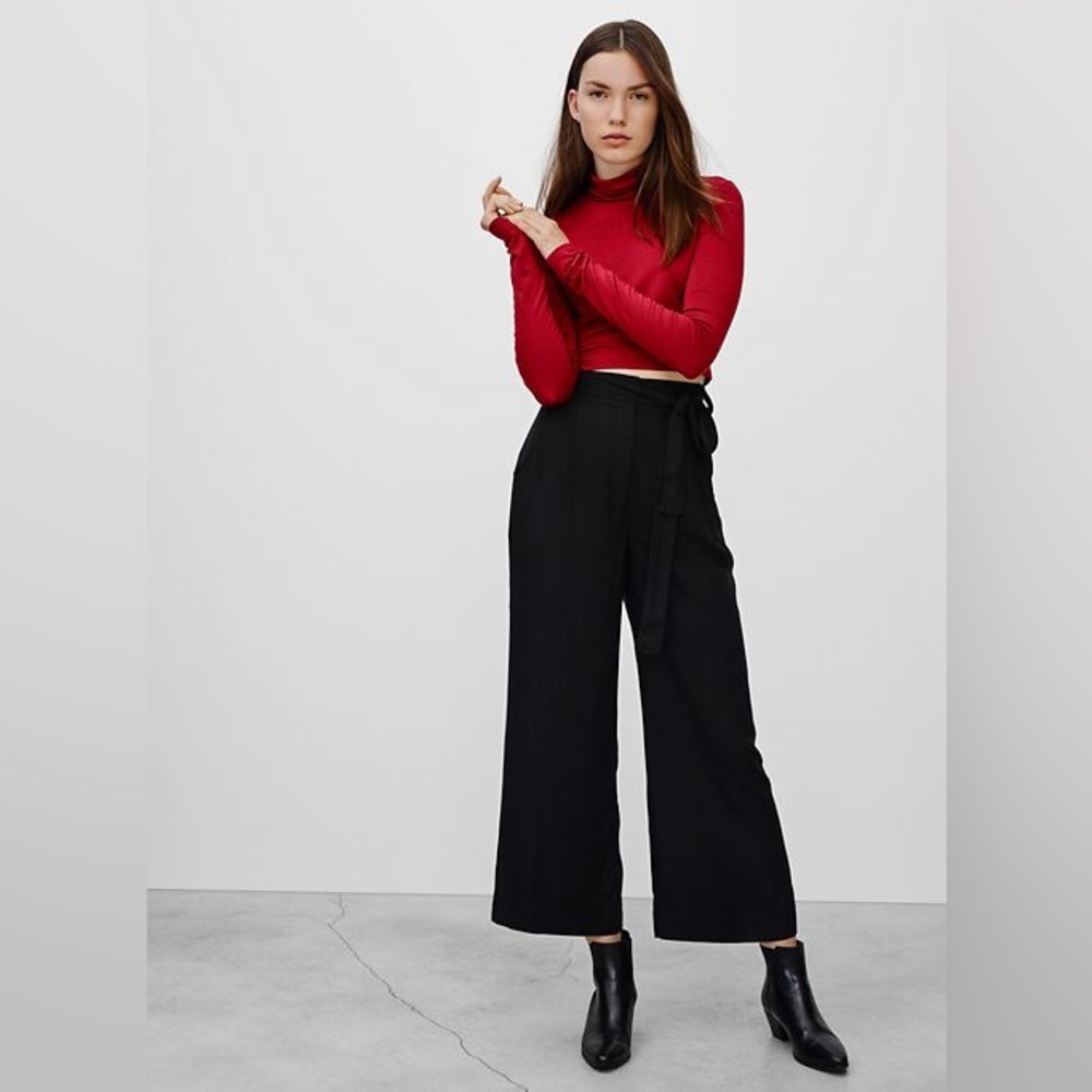 Aritzia Talula Crozier Wide Leg Black Dress Pants Sz 2